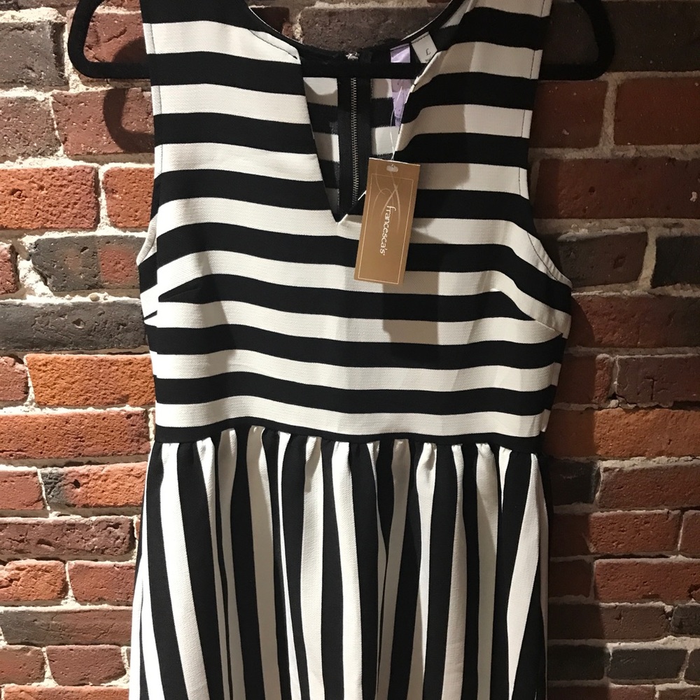 Black and white striped dress
